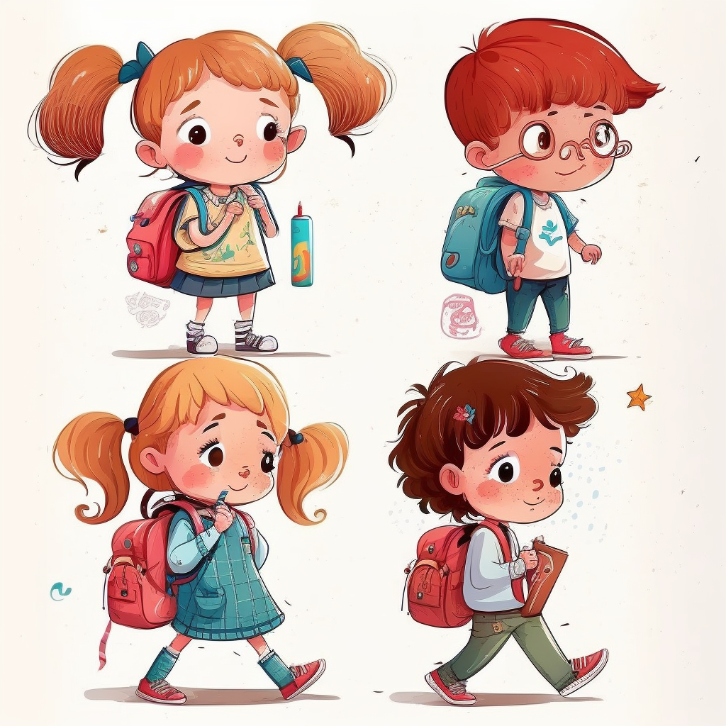 children going to school clipart