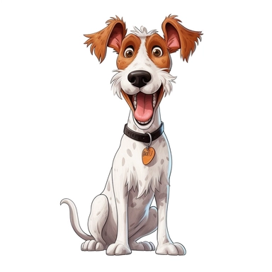 Cute Happy face Beautiful Poy Fox Terrier Dog Is Standing Full body Vector Sublimation Clipart,Cartoon,hyper realistic, intricate detail, illustration style,high solution,on the white background