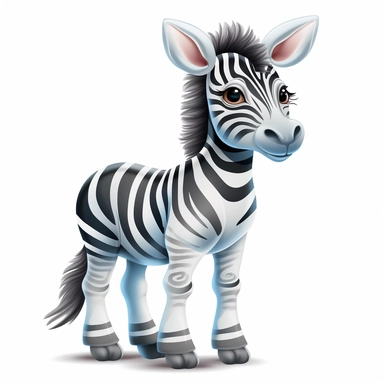 clipart of a cute Zebra, white background, no shadows