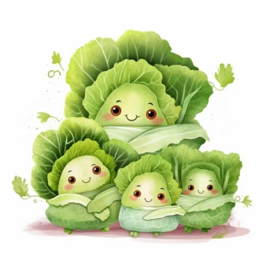 Clipart,cute lettuce family, white background, craft paper,