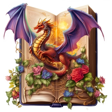 fantasy book with dragon clipart