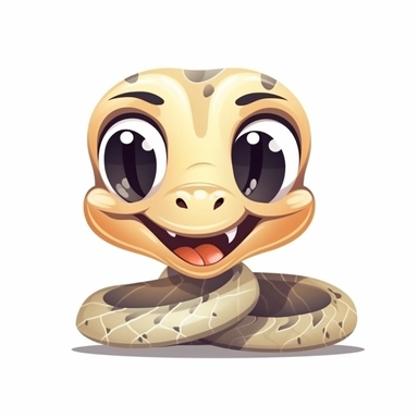 fantasy happy cute cobra face, cartoon, clipart, mascot, isolated on white background