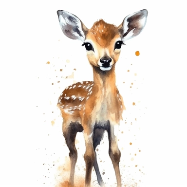 an adorable Deer in the style of watercolour clipart with detailed brush strokes