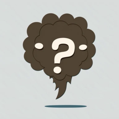 minimalistic clipart of humanized brain asking a question, pixar style