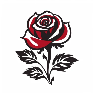 red rose flower silhouette vector flat simple identification symbol white backround white background minimalistic clipart png svg