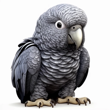grey parrot safari baby animal photorealistic clipart,on white background