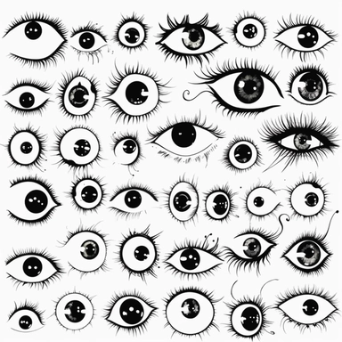 clipart graphic, cartoon eyes, black vector print, white transparent background