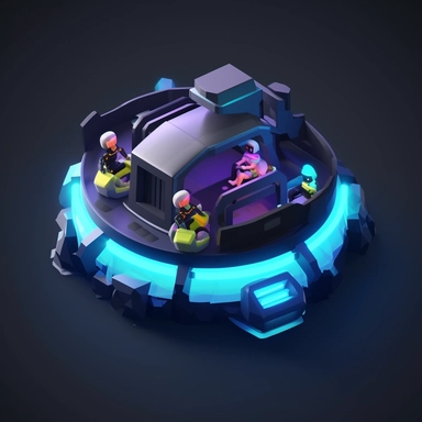 futuristic small family hovercraft concept, isometric perspective, game sprite, sci-fi, fun, creative, cartoon, clipart, hyper-detailed, black background,