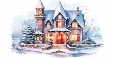 Adorable Christmas scene, clipart, disney animation style, watercolor, white background, I can’t believe how beautiful this is