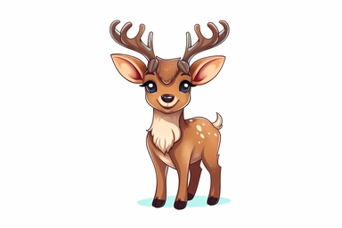 cute reindeer at christmas collecting honey clipart, hd, on white background, spaced out