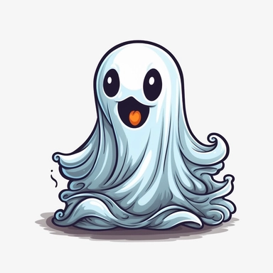 halloween spooky ghost cute clipart, in the style of tim burton, background is only white