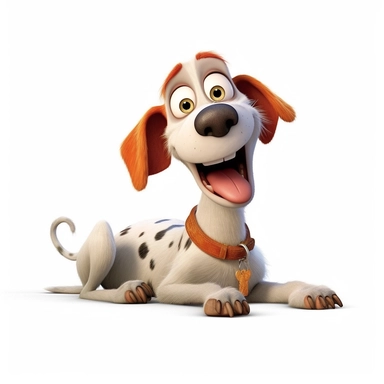 a dead dog, exceptually funny, pixar style, clipart, white background,