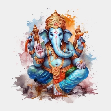 realistic watercolor ganesh clipart illustration