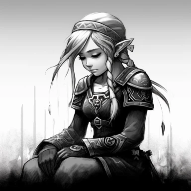 The Legend of Zelda: Tears of the Kingdom. black and white. clipart. happy