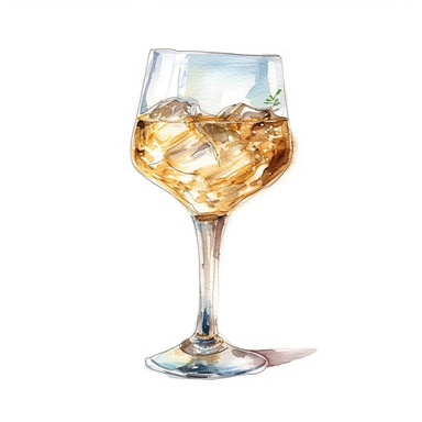 watercolor handdrawing of alcohol drink in champagne glass clipart, vector, 8k resollution, white background