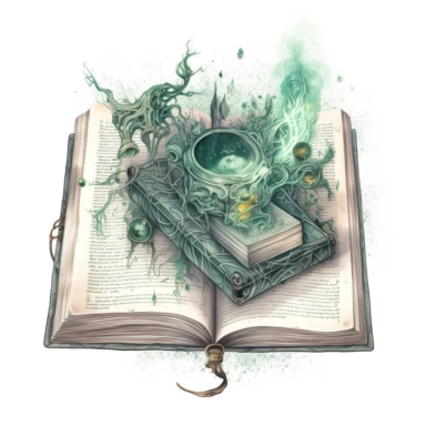 witch magical book , in the style of mystic mechanisms ,pencil art illustrations, Isolated white background, reimagined by industrial light and magic, lith printing, illusory images, watercolor clipart, very subtle emerald tones, , ,