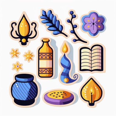 vector sticker design, Hanukkah clipart, white background, flat colors