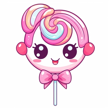 kawaii, single swirly lollipop clipart, white background, svg, eps