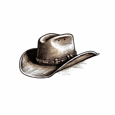 Vintage cowboy hat, clip art, multilayered, simple outline, white background