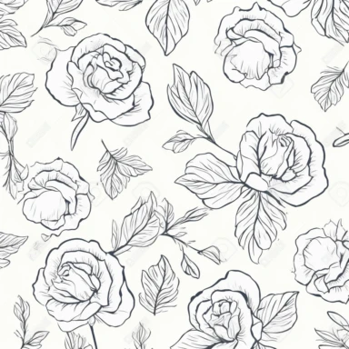 ome beautiful flowers,Line drawing,Repeating Floral Pattern,Rose line drawing,Flowers Background,clipart, garden series, graphic designs,Garden elements,Pattern,flat illustration