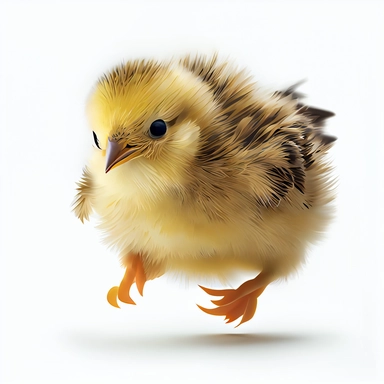Cute little chicken flying , macro, clip art, no shadow, white background, hd hdhd, 8k, sharp,