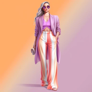 boss lady clipart fashion illustration pastel pink purple orange gradient glam outfit full body