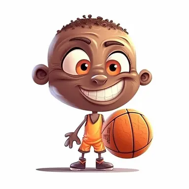 fantasy happy cute basketball player mamal face, cartoon, clipart, mascot, isolated on white background