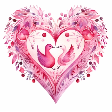 Heart Clip Art Boho Pink Heart Love Clipart Hand Painted