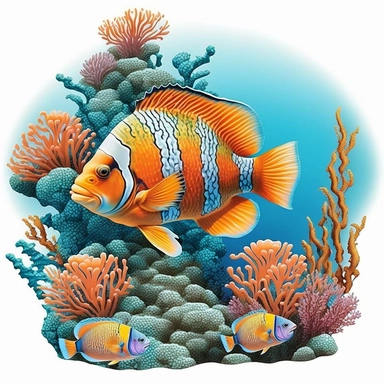 baby coral reef fish exploring its vibrant surroundings clipart