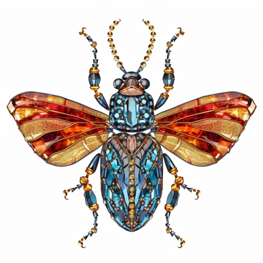 full body clipart of a bejewelled beetle on transparent background