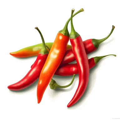 chilli pepper, illustration vector image, clipart, digital drawing, soft edges and blurred details, cute colorful, realistic super details, white background, object complete display, screen without watermark, element, PNG, 8k--ar 1:1