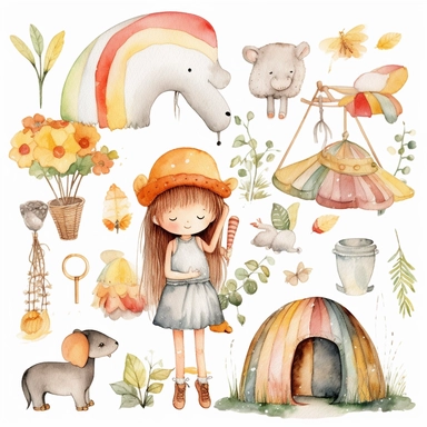 rainbows boho childish watercolor neutral colors sweet clipart collection with white background - - upbeta
