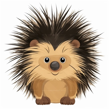 cute porcupine clipart, white background, no font