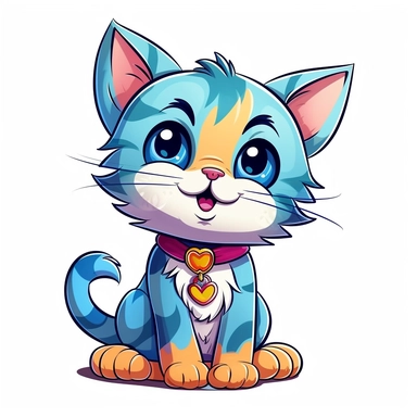 Clipart of a Cute Cartoon Cat
