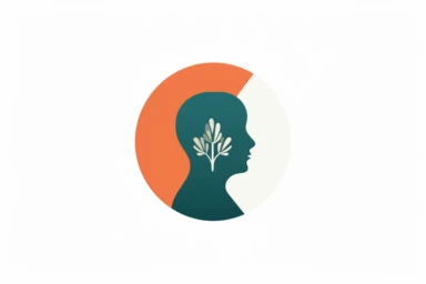 mental health logo design on a white background, in the style of dark aquamarine and orange, minimalist backgrounds, dark red and light green, duy huynh, colourful, clipart style, minimal, white background