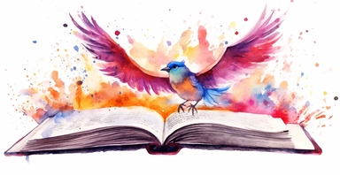 Adorable open watercolour book, magic birds flying out, vivid colours, watercolor clipart, white background, I can’t believe how beautiful this is