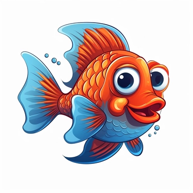 fish clipart, cartoon style, no background