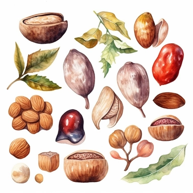 Watercolor Nuts Clipart