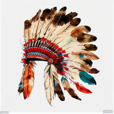 Hand Drawn Native American Indian Headdress Watercolor clipart