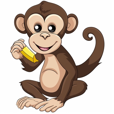 Clipart of Safari Monkey eating banana