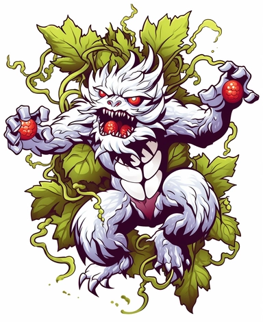 clean black and white coloring page of grape monster, metamof style crisp lines white backgrount no fill, only black marker, low detail vector, clipart,