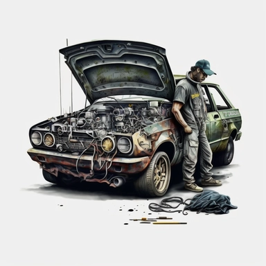 mechanic, car, clipart, very detailed, high resolution, white background