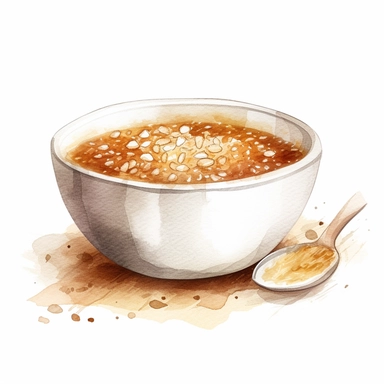 watercolor, hyper realistic, white background, white margins, 16k, ultra detailed clipart, cut out image, hand-drawn illustration style for picture books A bowl of warm oatmeal, warm brown color theme