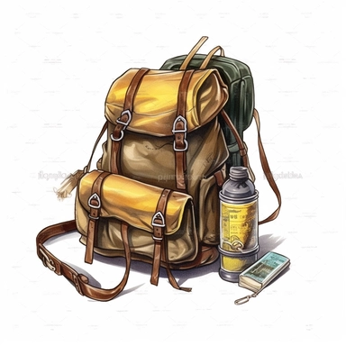Camping Vintage Backpack Clipart, White background