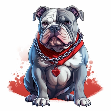 AMERICAN BULLY CLIPART, CARTOON, VECTOR, STRONG DOG, MUSCLE, AMERICAN BULLY MINI, EXOTIC BULLY, color dog white, red nose, ASPHALT, ULTRA RESOLUTION , 4k, high resolution, 3d