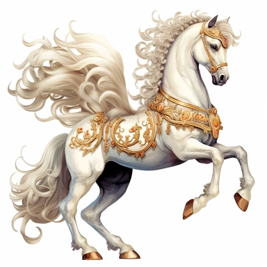 clipart, a fairytale royal stallion, isolated on white background