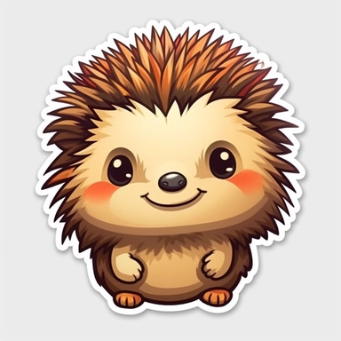 super cute cartoon clipart sticker hedgehog full body image smooth lines with realistic eyes