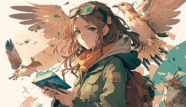 Creative graphic design, beautiful thin russian girl with brown wavy hair, green eyes, insta girl,wearing hip - hop clothes, nike shoes, asian and western culture mix, dragons, owls, lanterns, ice cream,Ipad, collage, clipart, graphic, illustrations, 16K, exceptional attention to detail, Makoto Shinkai animation style, wide angle lens