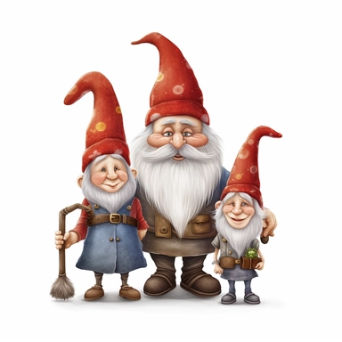 gnome family clipart, white background