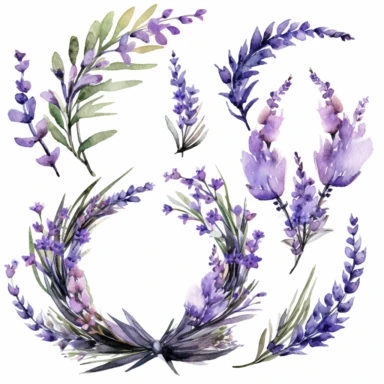 watercolor lavender clipart - watercolor clipart - watercolor wreath, single design, detailed